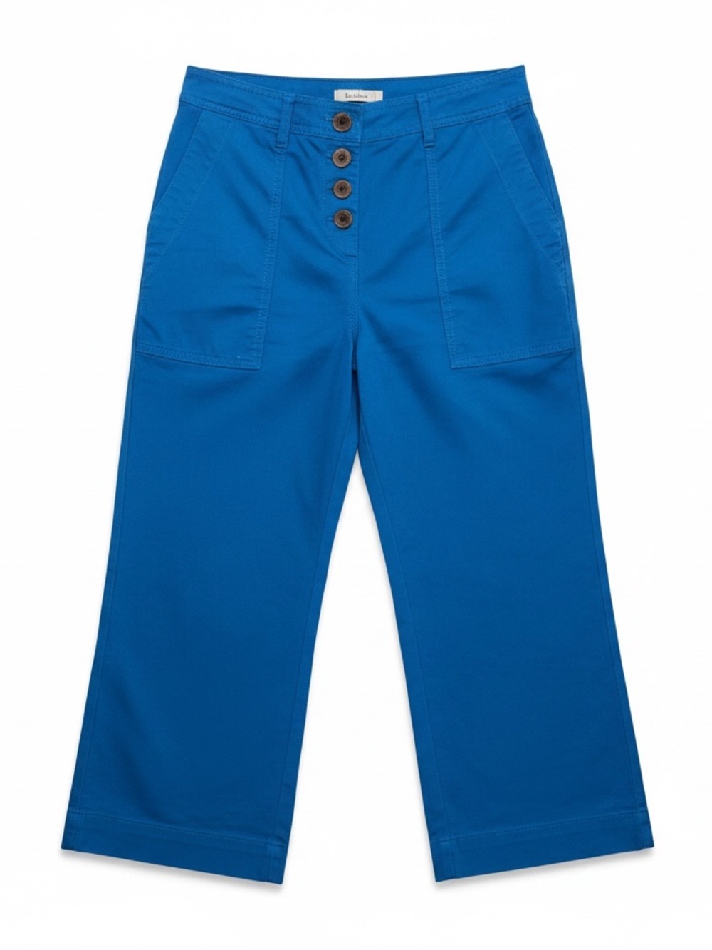 Boden Bright Blue Button Front Cropped Pants Women’s 6P High Waist Wide Leg
